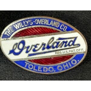 Rare Vintage Willys-Overland Co Toledo Ohio 2" Enamel Radiator Emblem READ